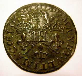 King Henry Iii France Jeton 1574 - 1589 Brass Bronze Henri Jetton photo