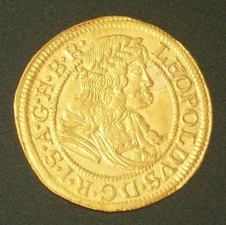 Rare Roman German Empire Haus Habsburg Leopold I 1657 - 1705 Gold Coin Ducat Dukat photo