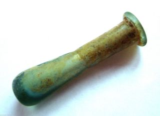 Circa.  100 A.  D British Found Roman Period Green Glass Poison Bottle.  Vf State photo