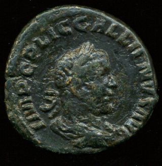 D - D Roman Empire - Gallienus (253 - 268) Bronze As.  8,  77 G.  (virtus) photo