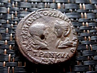 Provincial Coin Gordian Iii & Tranquillina Ae26 Pentassarion Of Mesembria Thrace photo
