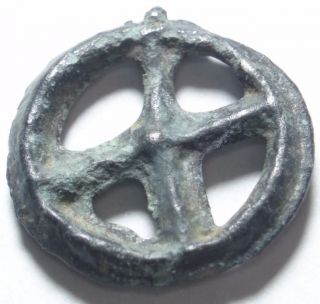 Celtic Gaul Cast Potin Wheel Money Coin 