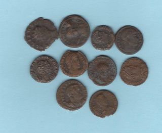 Ancient Roman Bronzes 4th Century - Hoard Of 10 - Better Than Average Hoard Coin photo