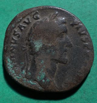 Tater Roman Imperial Ae Sestertius Coin Of Antoninus Pius Annona photo