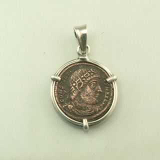 Ancient Coin Pendant,  Sterling Silver Pendant,  Roman Coin Pendant photo