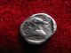Thasos Thrace 412 - 404 Bc Silver Tritartemorion Satyr / Dolphins (9mm.  0,  40gm. ) Coins: Ancient photo 1