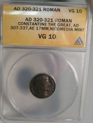 Roman Coin; Constantine The Great 320 - 321 Ad.  Ae17mm.  Nicomedia.  Anacs Vg10 photo