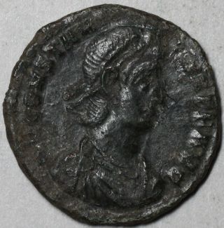 337 Constantius Ii Ancient Roman Coin Emperor Holding Globe/spear Trier photo