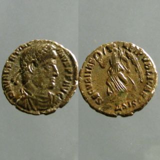 Valentinian I Bronze Ae3_advancing Victory_last Great Western Emperor photo