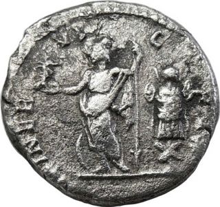 Caracalla Ar Denarius Minerva Holding Victory Authentic Ancient Roman Coin photo