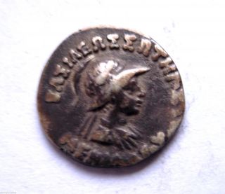 C.  160 - 145 B.  C Ancient Greece - Indo Greek Menander I Ar Silver Drachma Coin photo