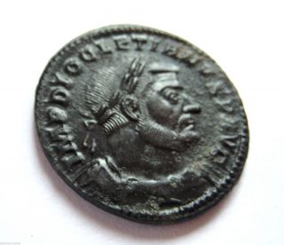 284 A.  D British Found Diocletian Roman Bronze Follis Coin.  Hoard Coin.  Germania.  Vf photo