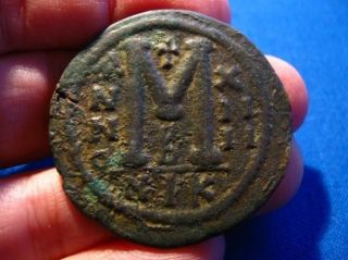 Justinan I Ae Follis Large Byzantine Coin Nikomedia photo