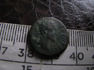 Unusual Little Ancient Roman Coin,  Unresearched,  Crescent With Stars Reverse photo