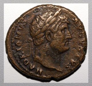 Hadrian - As,  Rev.  Salus Feeding Snake Roman Imperial Copper 96 - 135ad photo