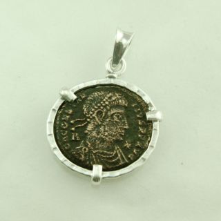 Ancient Coin Pendant,  Sterling Silver Pendant,  Roman Coin Pendant photo