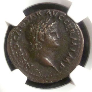 Roman Empire: Nero,  54 - 68 Ad. ,  Bronze Ae As,  Reverse Victory,  Ngc Ch Vf photo