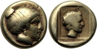 Lesbos El Hekte.  Lesbos,  Mytilene.  Nymph,  Pan.  Greek Electrum (gold,  Silver) Coin photo