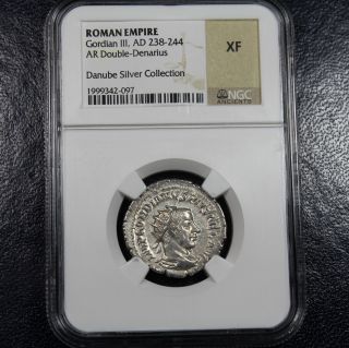 238 - 244 Ad Gordian Iii Ar Double Denarius Ngc Xf - Roman Empire - Silver (097) photo