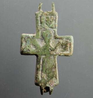 Reliquary Cross,  Encolpion,  Jesus Christ,  Bronze,  Byzantine,  11.  - 12.  Century photo