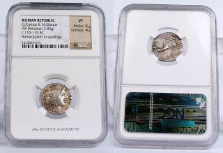 Ngc Cert Roma Jupiter 4 Horse Chariot Curtia2 Ancient Roman Silver Denarius Coin photo