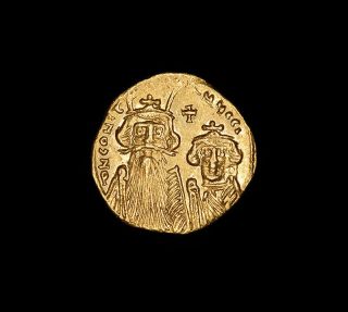 Byzantine Gold Solidus Coin Of Emperor Constans Ii & Constantine Iv - 662 Ad photo