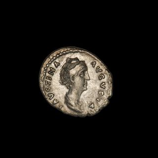 Ancient Roman Silver Denarius Coin Of Empress Faustina I The Elder - 141 Ad photo