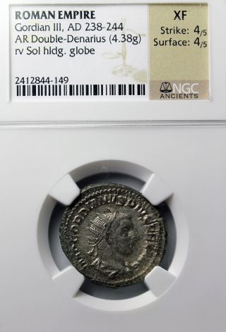 Gordian Iii Antoninianus Ngc Xf Sol Ancient Roman Silver Coin photo