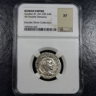 238 - 244 Ad Gordian Iii Ar Double Denarius Ngc Xf - Roman Empire - Silver (043) photo