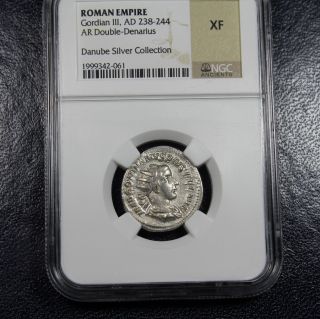 238 - 244 Ad Gordian Iii Ar Double Denarius Ngc Xf - Roman Empire - Silver (061) photo