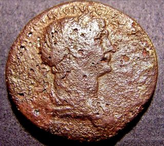 Trajan,  Emperor Expands Roman Empire In 117 Ad,  Large Roman Sestertius Coin photo