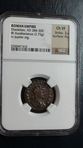 Roman Empire Ngc Ch Vf Diocletian Ad 284 - 305 Aurelianianus Ancient Coin photo