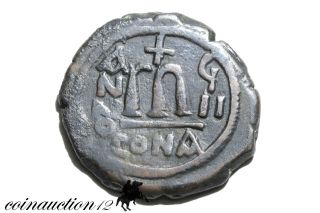 Byzantine Coin Ae 30 Tiberius Ii Constantine Follis Constantinople Year 7 photo