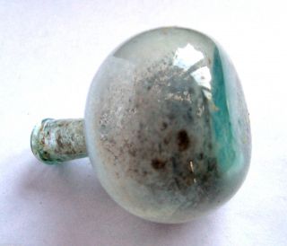 Circa.  100 A.  D Finest British Found Roman Period Green Glass Bottle.  Vf photo