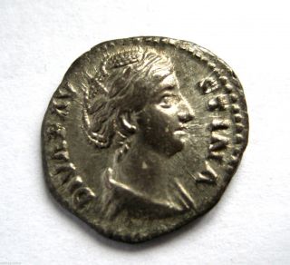 C.  140 A.  D British Found Faustina I Roman Period Imperial Silver Denarius Coin photo