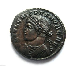 317 Ad British Found Emperor Crispus Roman Period Ae 3 Bronze Coin.  Treveri photo