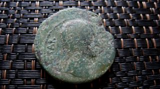 Bronze Ae As Of Augustus 12 Bc - 14 Ad Wreath Ancient Roman Coin photo