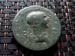 Bronze Ae Dupondius Of Nerva Trajan 98 - 117 Ad Ancient Roman Coin Ric 676. photo