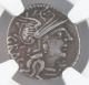 136 Bc Roman Republic Ar Denarius Coin Vf Ngc Gragulus Roma Jupiter S - 115 Coins: Ancient photo 2