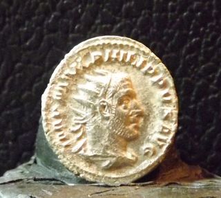 Philip I (244 - 247 A.  D. ) Silver Denarius 22mm Rev: Philip On Horseback photo