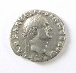 , 70 Ad Vespasian (69 - 79ad) Silver Ar Denarius Of Rome - 17mm; 3.  3g photo