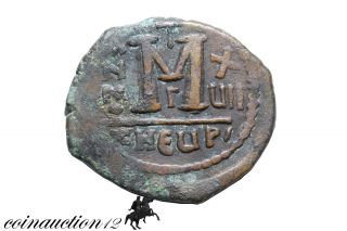Byzantine Coin Ae 30 Follis Maurice Tiberius Theoupolis Year 17 photo