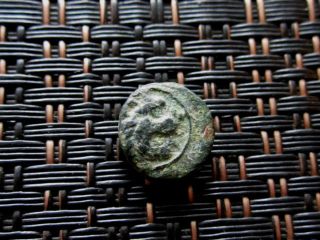 Ancient Greek Bronze Coin Unknown Lion Head Very Interesting / 10mm photo
