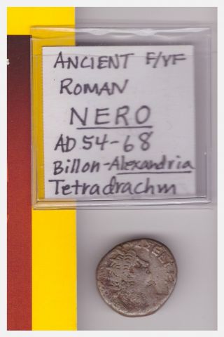 Ancient Roman Coin - Nero Ad 54 - 68,  Ar (billon) Tetradrachm Alexandria photo
