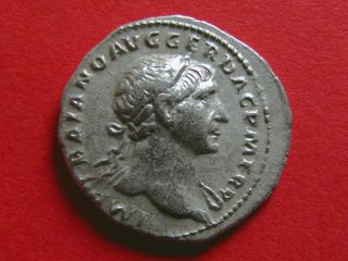 Rare Roman Silver Denarius Of Emperor Trajan photo