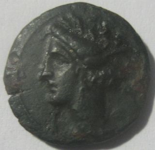 Punic Sicily 400 B.  C Bronze With Tanit Rare Coin In photo