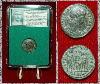 Ancient Roman Empire Coin Of Constantine The Great Two Soldiers And Standards photo