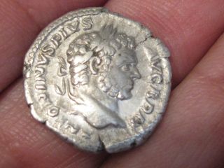 Caracalla 212 A.  D Silver Denarius,  Hercules With Club & Lion Skin,  Very Fine photo