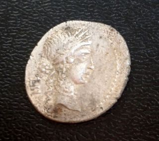 Ancient Roman Silver Denarius Coin Struck Under Julius Caesar - 48 Bc photo