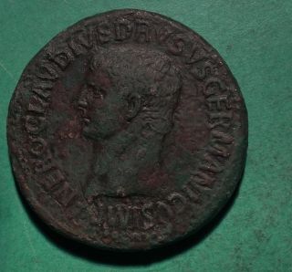 Tater Roman Imperial Ae Sestertius Of Nero Claudius Drusus Claudius Seated photo